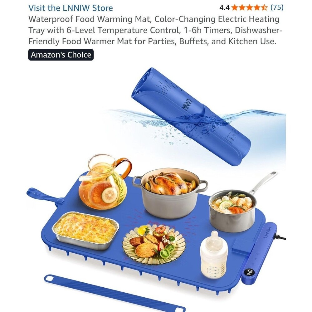 Food Warming Mat, Upgraded Adjustable 9 Level Temperature Electric Warming Tray
